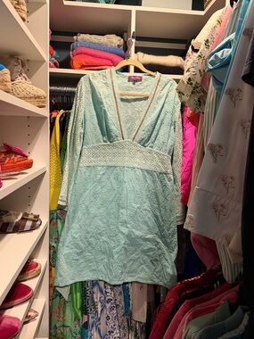 Lolita Jaca blue long sleeve eyelet short dress